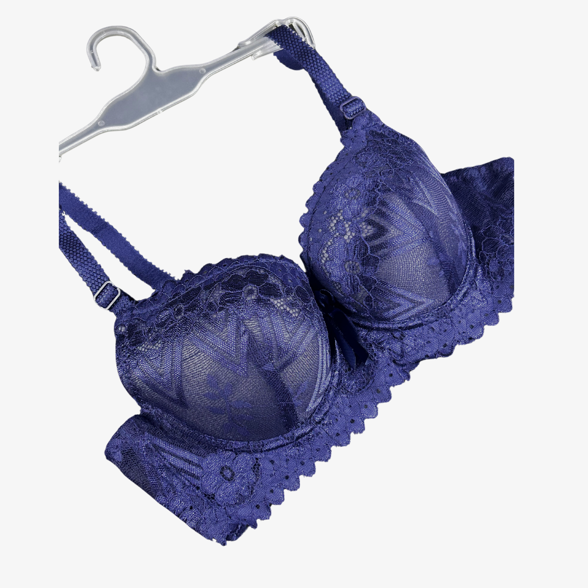 Feminique FANCY Full LACE BRIDAL BRA PENTY SET-NAVY BLUE