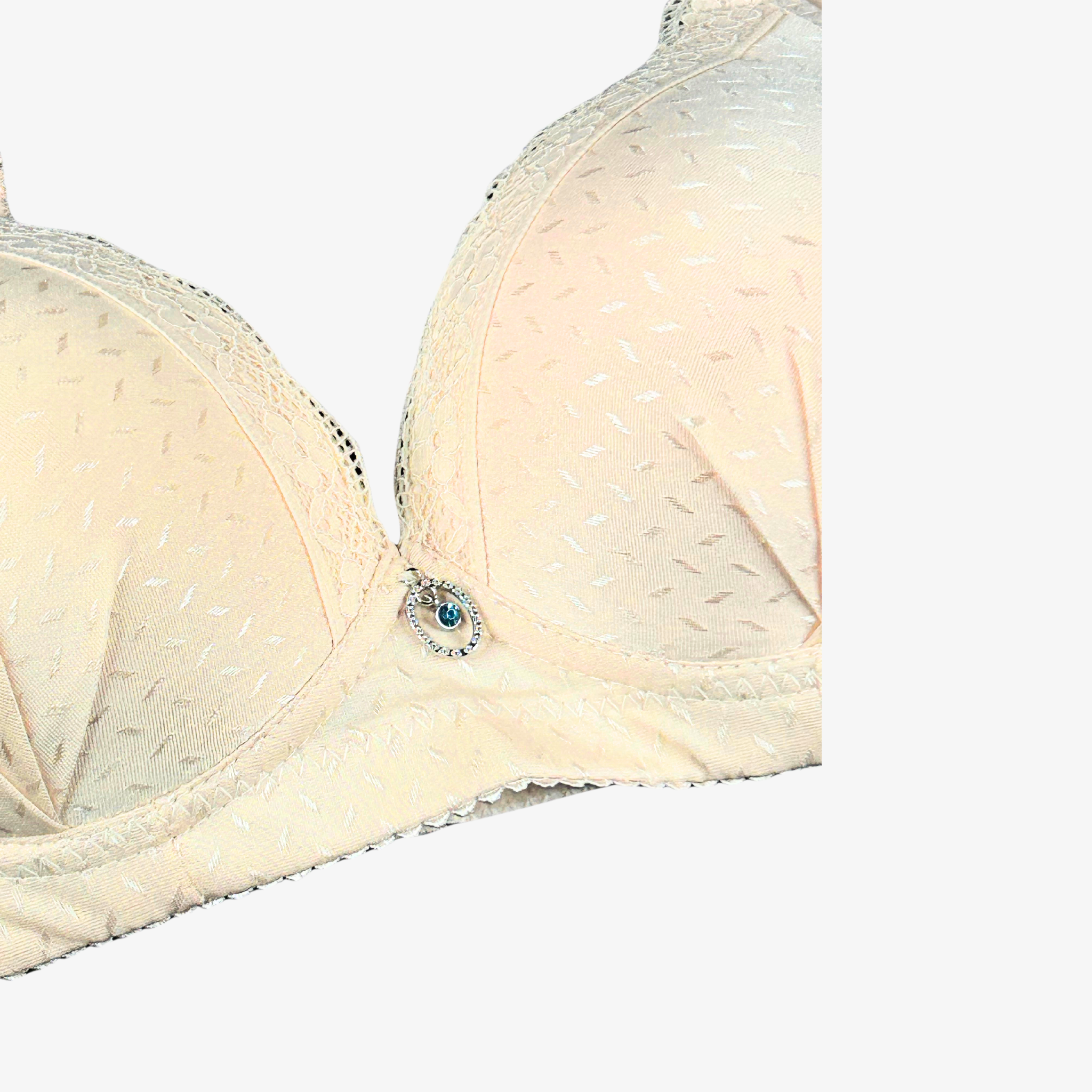 FEMINIQUE DOUBLE PADDED WIRE-FREE 3/4TH COVERAGE SLIGHTLY LACED BRA- RED, BEIGE