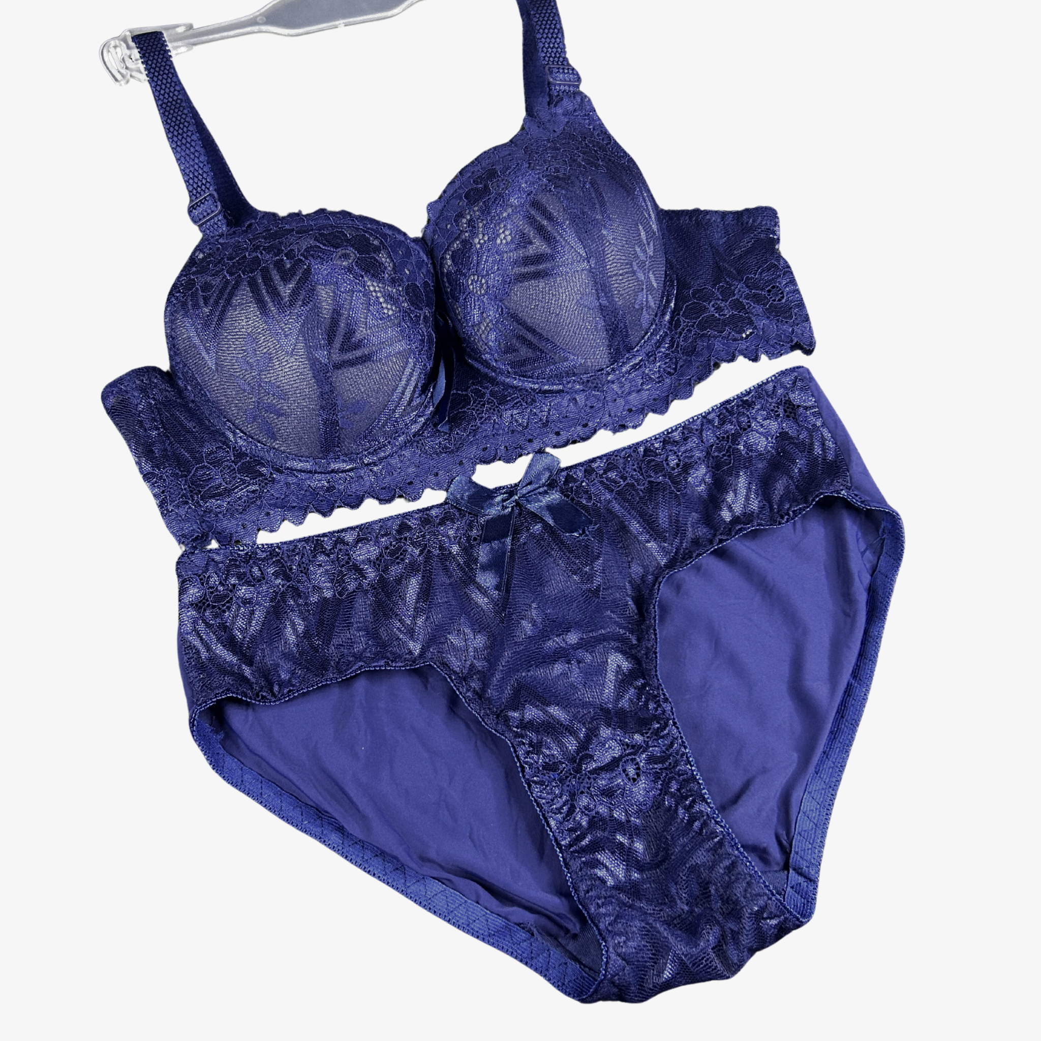 Feminique FANCY Full LACE BRIDAL BRA PENTY SET-NAVY BLUE