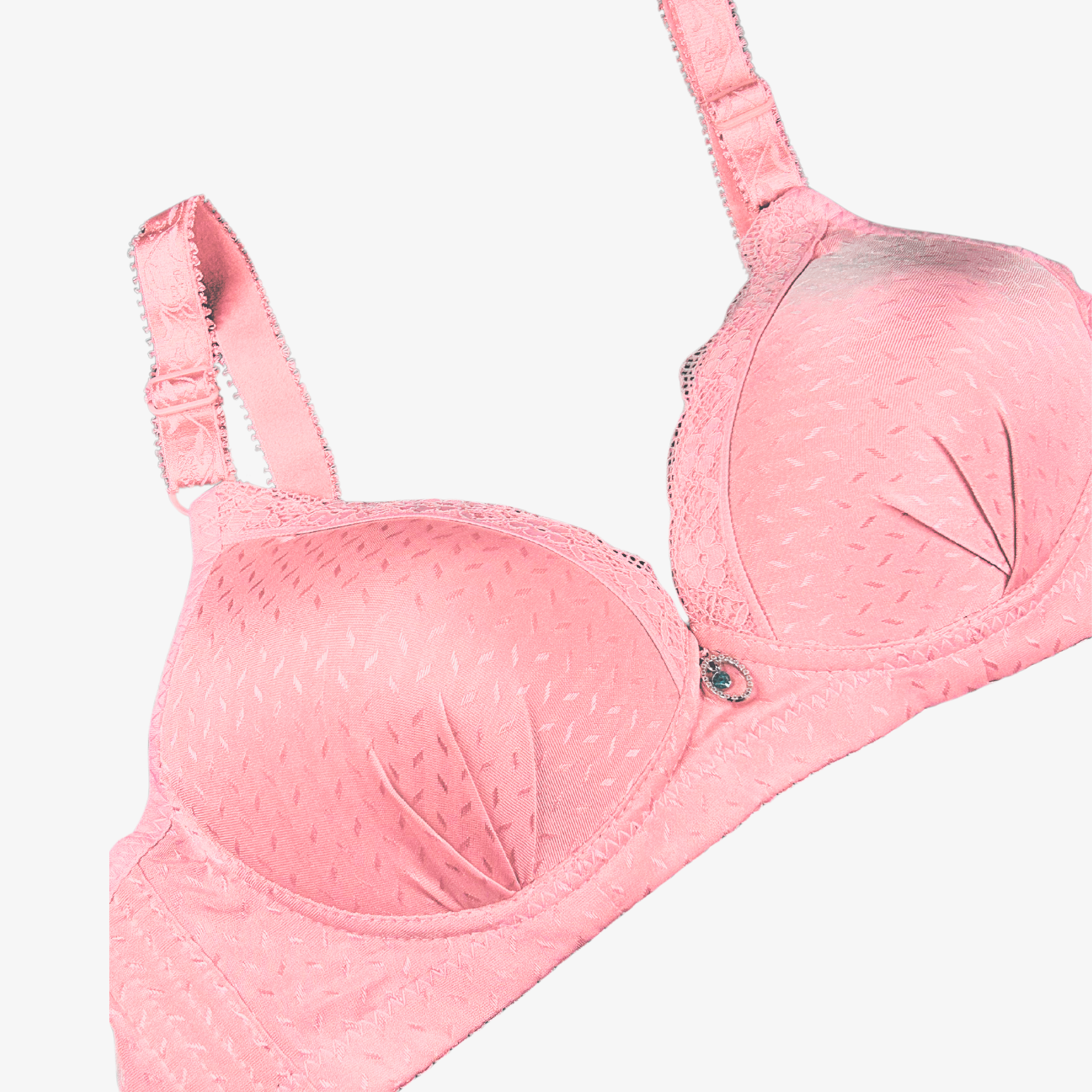 FEMINIQUE DOUBLE PADDED WIRE-FREE 3/4TH COVERAGE SLIGHTLY LACED BRA- PINK, BLACK