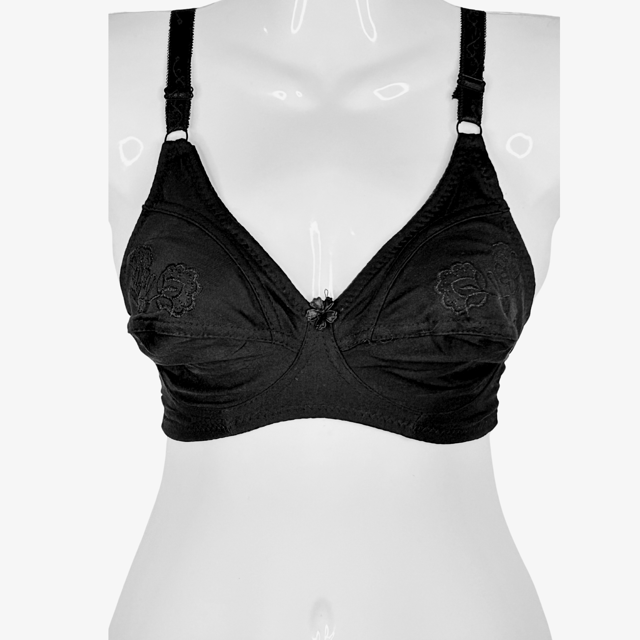 FEMINIQUE Banayan Stuff Hosiery Bra for Women- Soft & Stretchable Best Quality Stuff for Regular Use-SKIN, BLACK