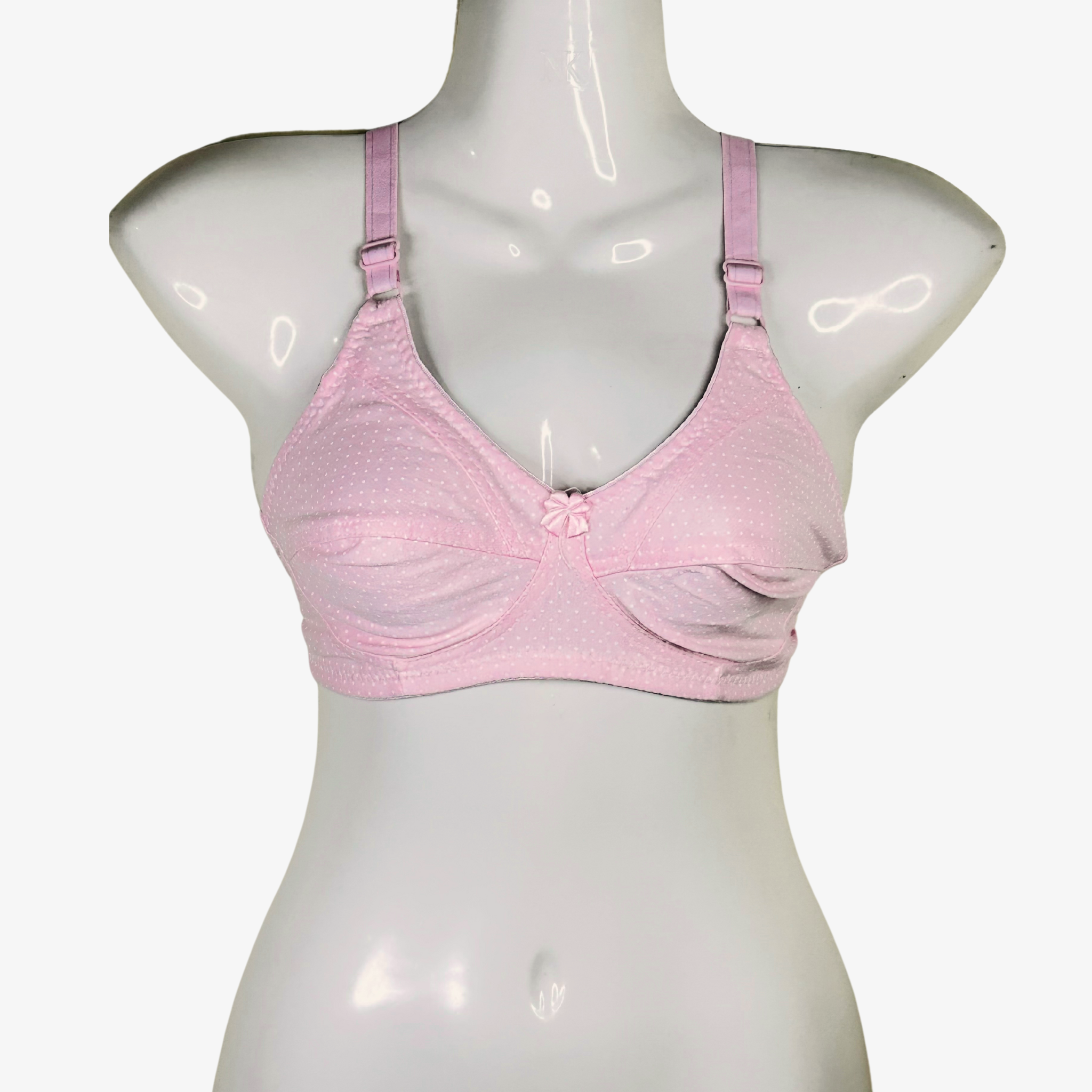 FEMINIQUE Dotted Jersey Bra for Women - Soft, Breathable & Comfortable Everyday Wear-PINK